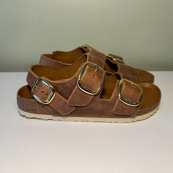 Birkenstock Milano Big Buckle Oiled Leather Sandals - Picture 5 of 15